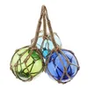 3x boules de verre décoratives dans un filet de pêche, bleu Voir les images du produit 3