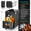 A marketing image showing an air fryer with its features and specifications. Produktbild-Vorschau
