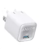 A white Anker 511 Nano III 30W charger with a silver faceplate showing the Anker logo and a USB-C port. Anteprima dell’immagine prodotto