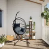 vidaXL Hängesessel Ei-Design mit Ständer Anthrazit Rattan Produktbild-Vorschau 3