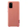 A red Samsung phone case with a textured pattern is shown against a white background. Voir les images du produit