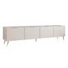 A long, low cabinet with four doors and gold legs, presented against a white background. Voir les images du produit