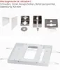 A collection of mounting hardware and a white metal frame for a ceiling light panel. Produktbild-Vorschau