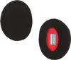 Two black ear warmers are shown against a white background. One ear warmer is shown from the front, and the other is shown from the side with a red interior and a label. Produktbild-Vorschau