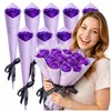 10 Seifenrosen, Strauß, Lila, Elegantes Geschenk, 28 cm Produktbild-Vorschau 3