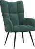 A dark green velvet armchair with black legs is shown against a white background. Produktbild-Vorschau