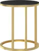 A round side table with a black top and a gold metal frame. Podgląd zdjęcia produktu