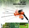 A hedge trimmer with adjustable angle, shown in use for different trimming tasks. Náhled obrázku produktu