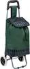 A shopping trolley bag with a green fabric body and a tartan pattern on the flap and trim. Produktbild-Vorschau