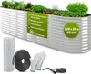 A raised garden bed with plants, along with accessories like gloves, mesh, and a sealing strip. Produktbild-Vorschau