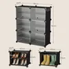 A collage of images showing a modular shoe rack and smaller examples of how it can be used to store shoes and boots. Podgląd zdjęcia produktu