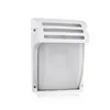 A white outdoor wall light with a frosted glass diffuser and horizontal louvers at the top. Náhľad obrázku produktu