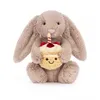 Plüsch Hase 28 cm mit Kuchen – Kawaii Konijn Kuscheltier – Produktbild-Vorschau 1