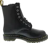A black Dr. Martens boot with fur lining, shown from the side. Náhled obrázku produktu