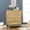 HOMCOM Commode 4 tiroirs meuble de rangement cannage en Voir les images du produit 2