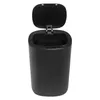 A black automatic trash can with its lid open, shown from a front-facing angle against a white background. Podgląd zdjęcia produktu