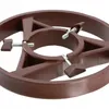A close-up view of a brown plastic Christmas tree stand with metal screws. Voir les images du produit