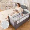 COSTWAY 5 in 1 Beistellbett klappbar, Reisebett mit Produktbild-Vorschau 3
