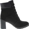A side view of a black Timberland boot with laces and a block heel. Podgląd zdjęcia produktu