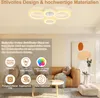 A modern living room with a couch, coffee table, and abstract art on the wall. A ceiling light fixture is shown prominently. Voir les images du produit