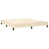 A beige boxspring bed frame with black legs, shown from a side-angle against a white background. Produktbild-Vorschau