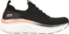 A side view of a black Skechers sneaker with a white sole and pink accents. Náhled obrázku produktu