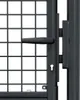 A close-up view of a gray metal garden gate with a handle and a keyhole. Podgląd zdjęcia produktu