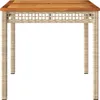 vidaXL Table de jardin beige 80x80x75 cm Poly rotin acacia Voir les images du produit 4