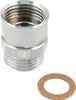 A close-up studio shot of a metal plumbing adapter and a washer. Produktbild-Vorschau