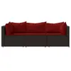 3-tlg. Garten-Lounge-Set mit Kissen Braun Poly Rattan , Produktbild-Vorschau 3