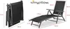 A folded and unfolded sun lounger with dimensions indicated. Produktbild-Vorschau