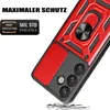 A close-up of a red and black phone case with a ring holder and camera protection, shown from a diagonal angle. Produktbild-Vorschau