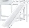 A close-up view of a white wooden bunk bed with a slide. Náhled obrázku produktu