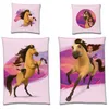 A collage of four pillowcases featuring animated characters of a horse and a girl. Produktbild-Vorschau