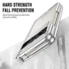 A clear phone case with silver accents is shown at an angle, resting on a textured surface that resembles ice or rock. Produktbild-Vorschau