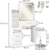 Coiffeuse Vicco Lisca Blanc 80cm avec miroir LED et Voir les images du produit 3