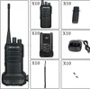 A collage of images showing multiple Retevis RB629 walkie-talkies and their accessories, including batteries, chargers, clips, and screws. Produktbild-Vorschau
