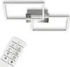 A modern LED ceiling light fixture and a remote control are shown against a white background. Produktbild-Vorschau