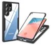 A clear product shot of a phone case, with a phone inside, against a white background. Produktbild-Vorschau