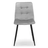 A light gray upholstered dining chair with black legs, shown from the front on a white background. Podgląd zdjęcia produktu