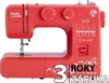 A red sewing machine is shown from the front. Náhľad obrázku produktu