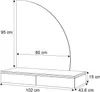 A diagram showing the dimensions of a wall-mounted vanity unit with a curved mirror. Produktbild-Vorschau
