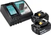 A Makita battery charger and two batteries are shown on a white background. Náhled obrázku produktu