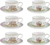 6er Set Tassen mit Untertasse SPRING BLOOM Hasen und Blumen Produktbild-Vorschau 1