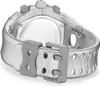 A close-up view of the back of a silver and gray digital watch, showing the strap and buckle. Produktbild-Vorschau
