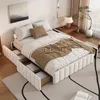 A modern bedroom with a bed featuring storage drawers. Produktbild-Vorschau