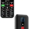 A close-up view of a black Geemarc senior phone, showing the keypad and the rear camera. Produktbild-Vorschau