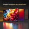 A television screen displaying abstract colorful art, with layers representing LED backlight technology behind it. Produktbild-Vorschau