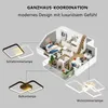 An isometric view of an apartment layout with different lighting fixtures highlighted and labeled. Produktbild-Vorschau