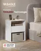 A VASAGLE nightstand with a phone charging, next to a bed. Produktbild-Vorschau